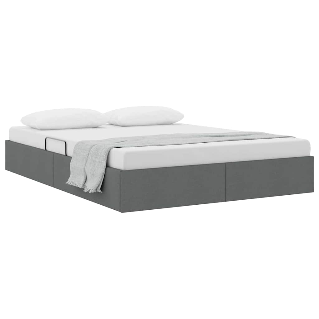 Storage Bed with Mattress Dark Grey 137 x 190 cm Fabric
