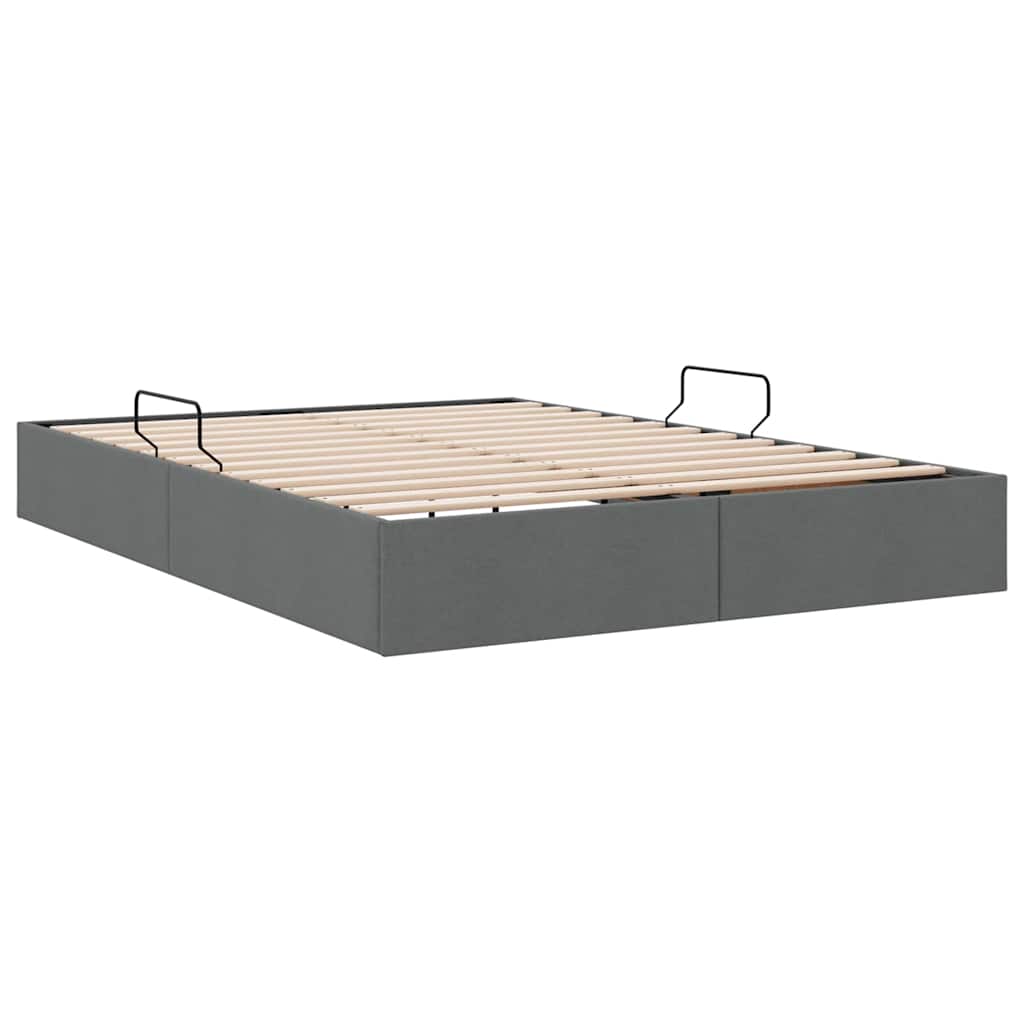 Storage Bed with Mattress Dark Grey 153 x 203 cm Fabric