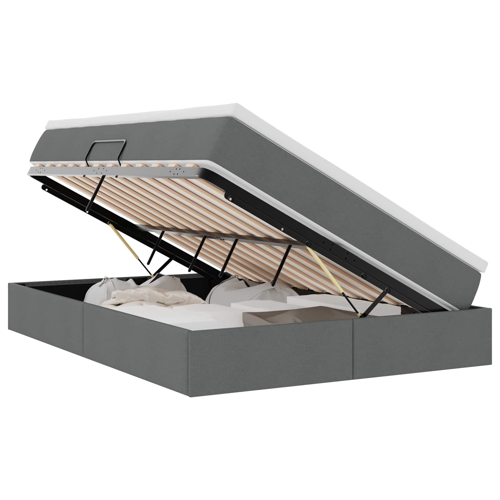 Storage Bed with Mattress Dark Grey 137 x 190 cm Polyester