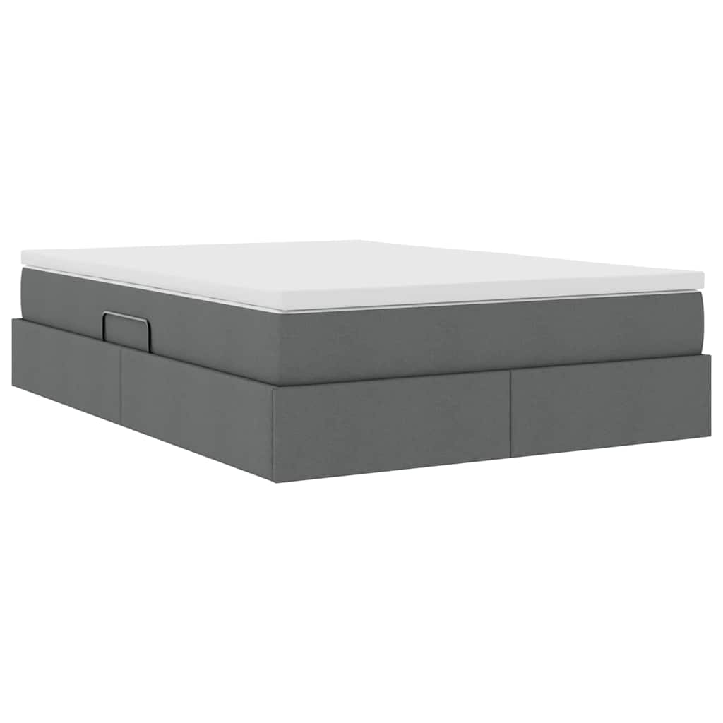 Storage Bed with Mattress Dark Grey 137 x 190 cm Polyester