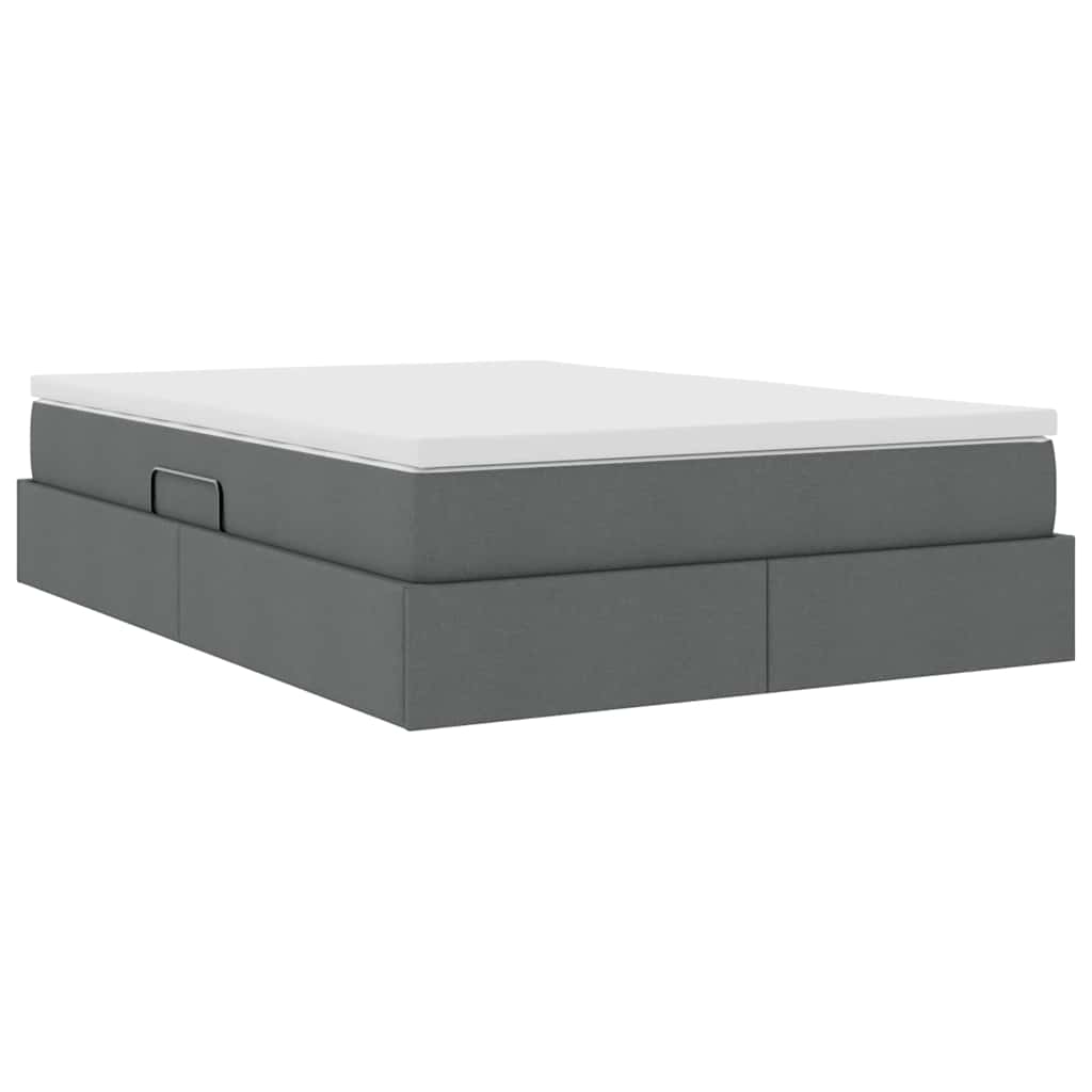 Storage Bed with Mattress Dark Grey 137 x 190 cm Polyester