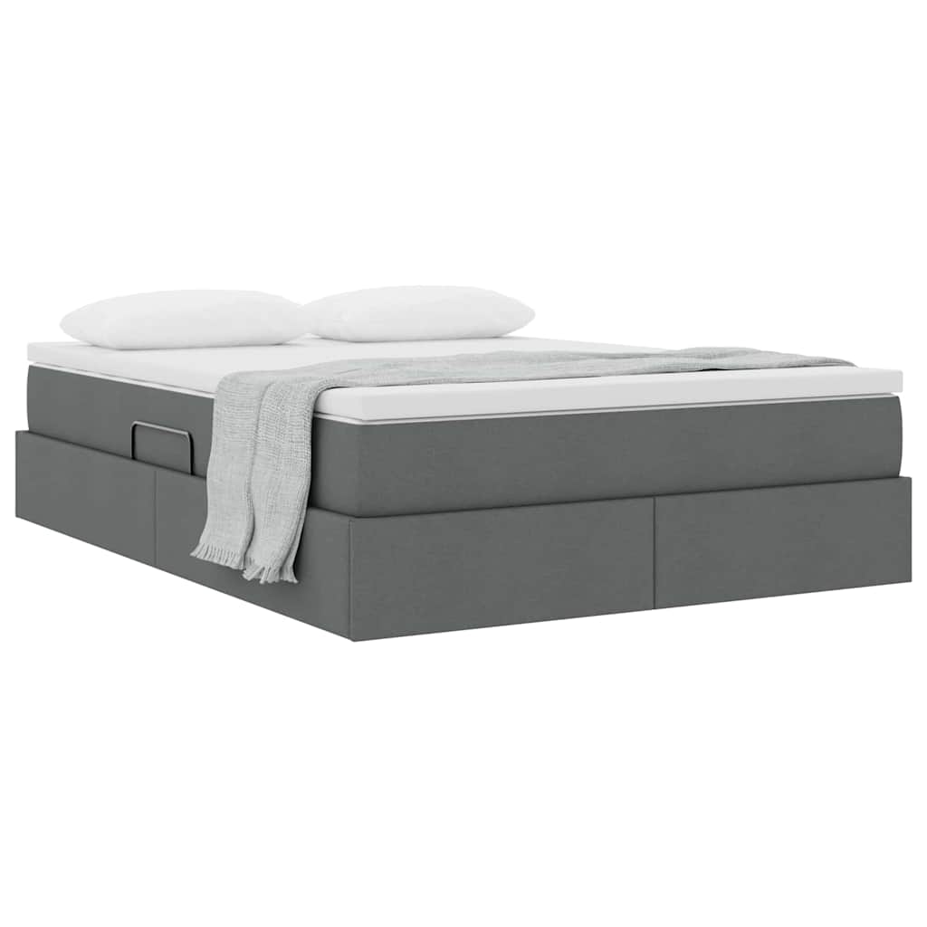 Storage Bed with Mattress Dark Grey 137 x 190 cm Polyester