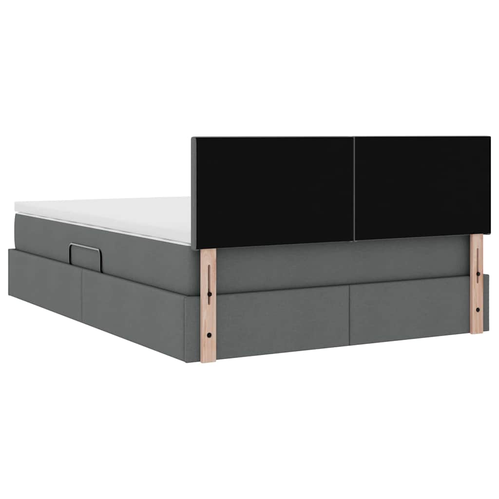Storage Bed with Mattress Dark Grey 152 x 203 cm Fabric
