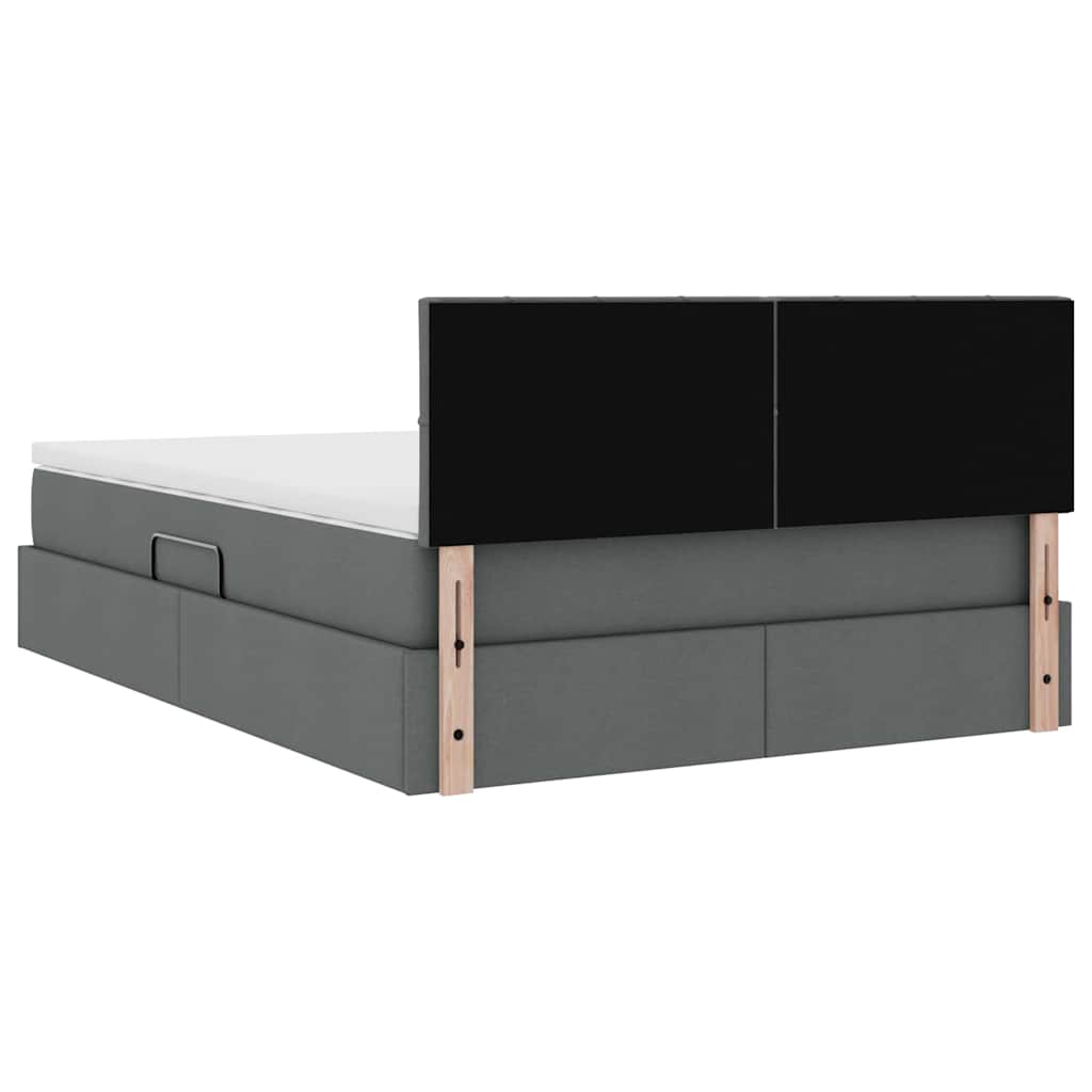 Storage Bed with Mattress Dark Grey 152 x 203 cm Fabric