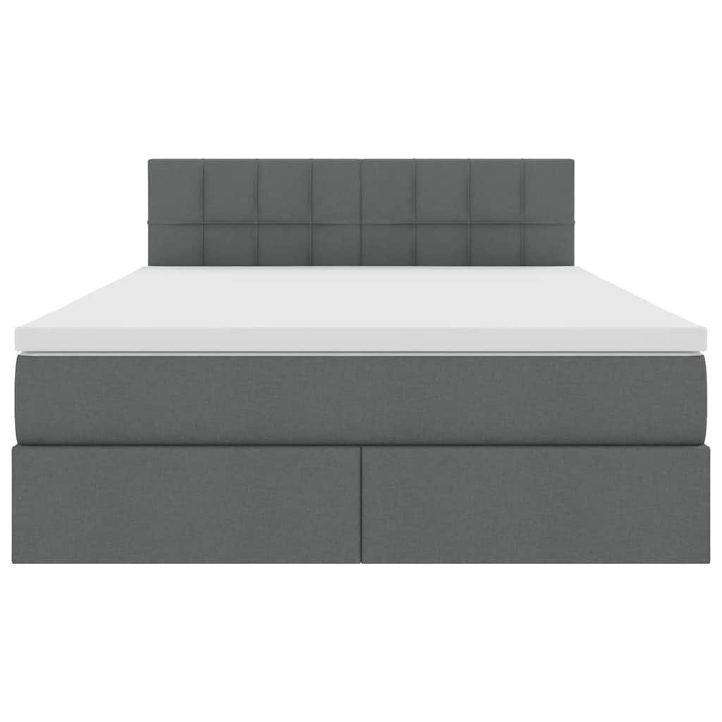 Storage Bed with Mattress Dark Grey 152 x 203 cm Fabric