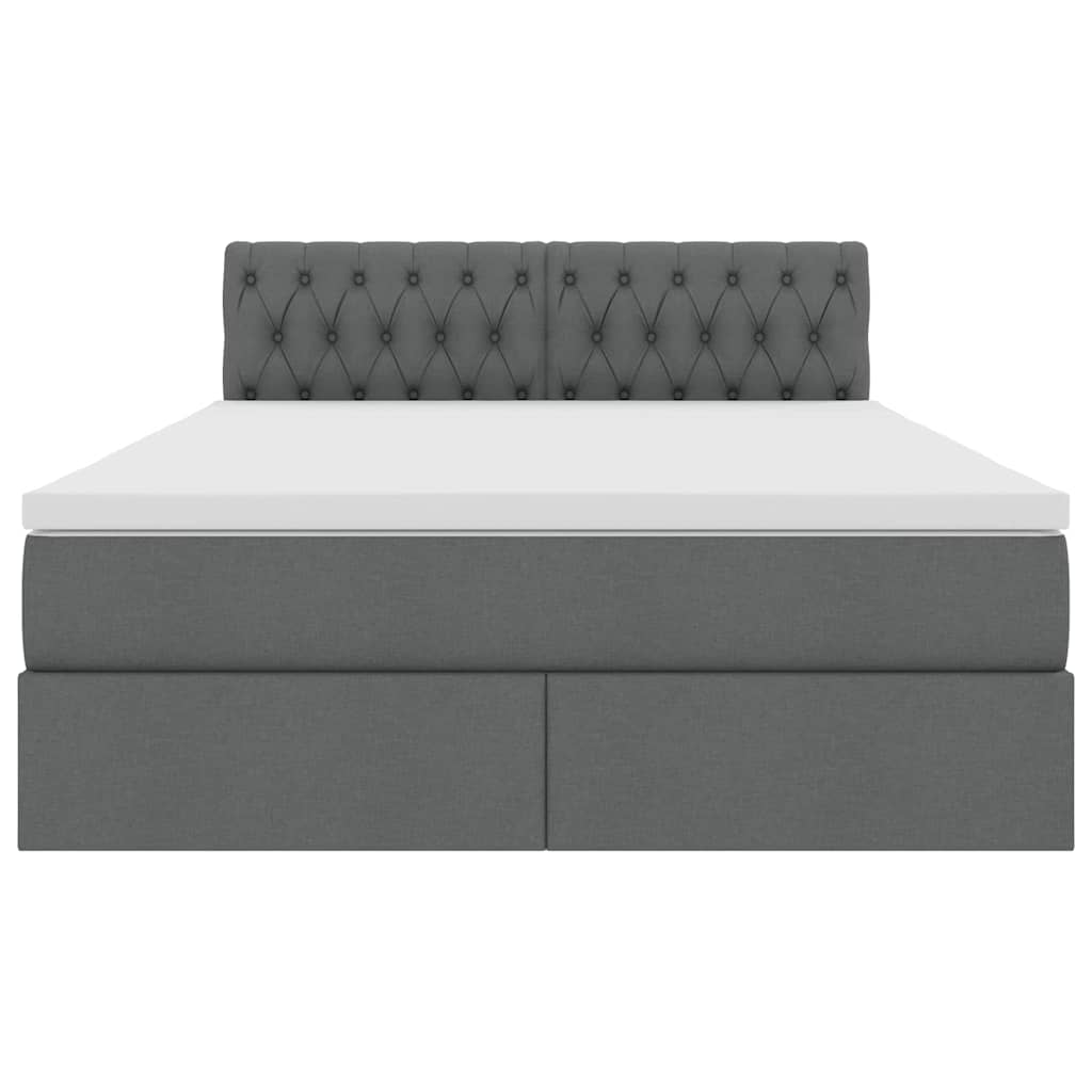 Storage Bed with Mattress Dark Grey 137 x 190 cm Fabric