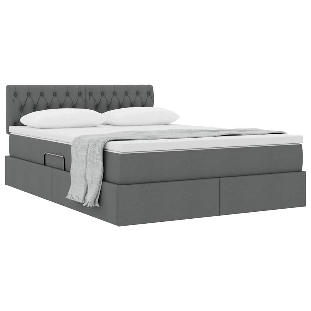 Storage Bed with Mattress Dark Grey 137 x 190 cm Fabric