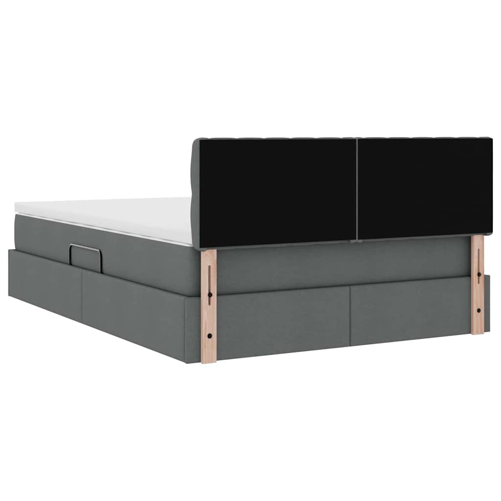 Storage Bed with Mattress Dark Grey 152 x 203 cm Fabric