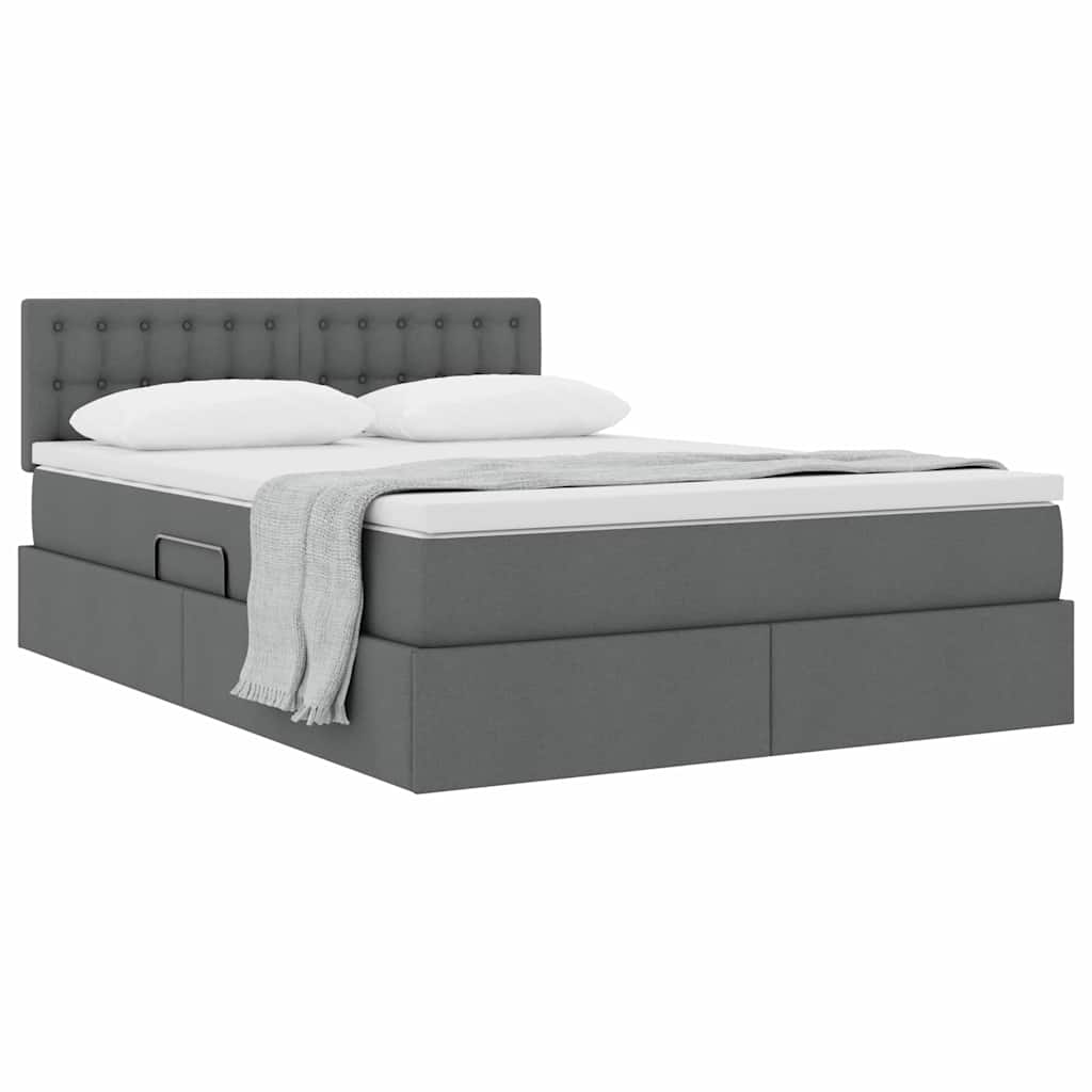 Storage Bed with Mattress Dark Grey 137 x 190 cm Fabric