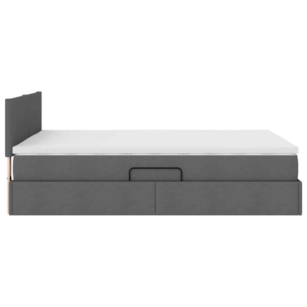 LED Storage Bed with Mattress Dark Grey 137 x 190 cm Fabric