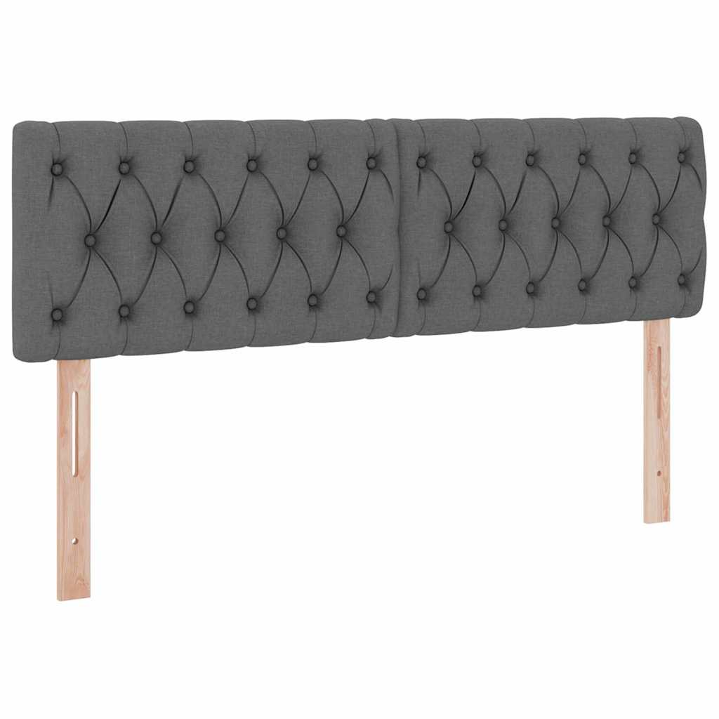 LED Storage Bed with Mattress Dark Grey 152 x 203 cm Fabric
