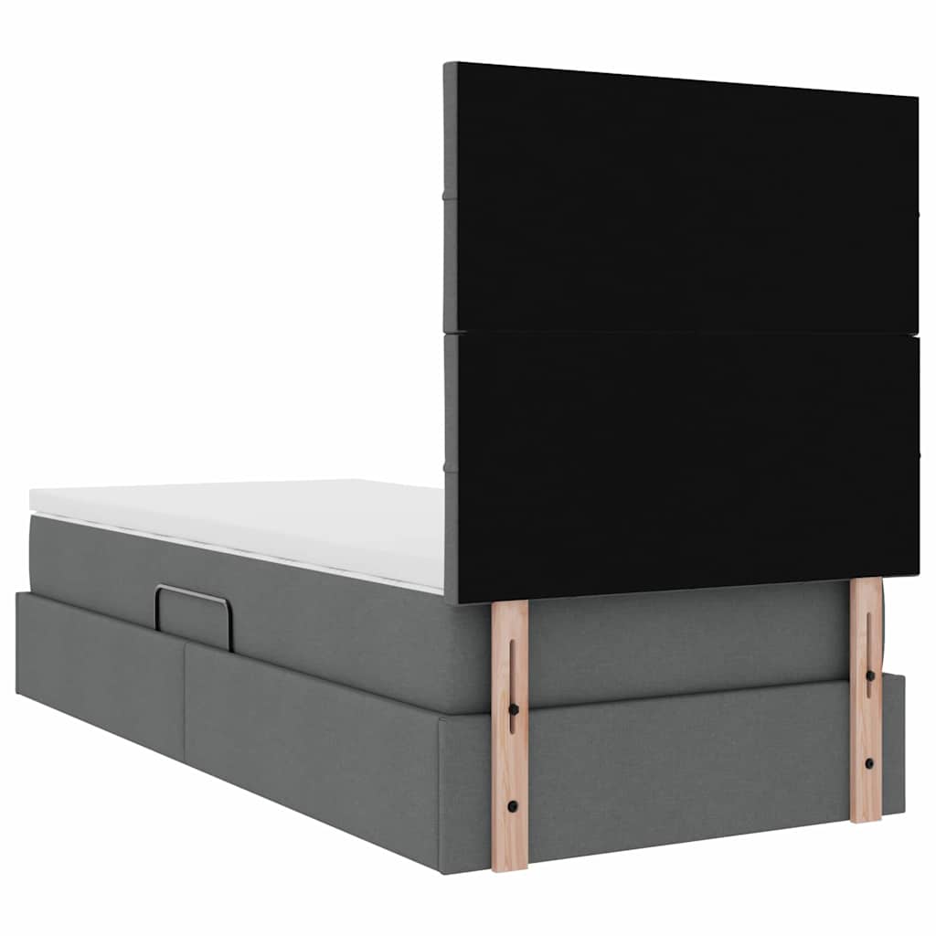 Storage Bed with Headboard Dark Grey 107 x 203 cm Fabric