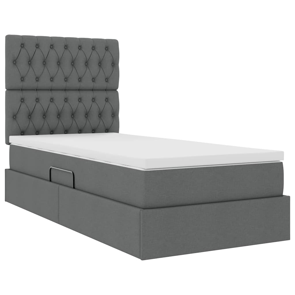 Storage Bed with Headboard Dark Grey 107 x 203 cm Fabric