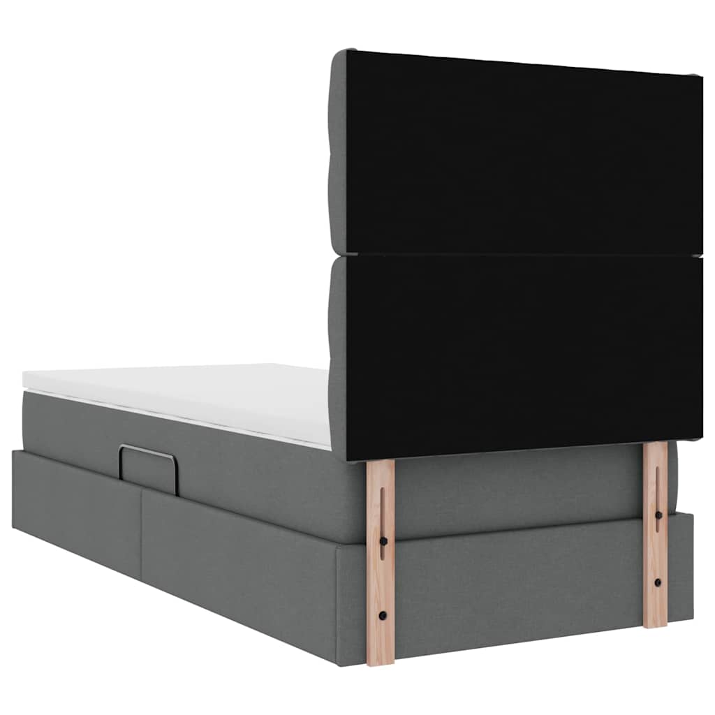 Storage Bed with Headboard Dark Grey 107 x 203 cm Fabric
