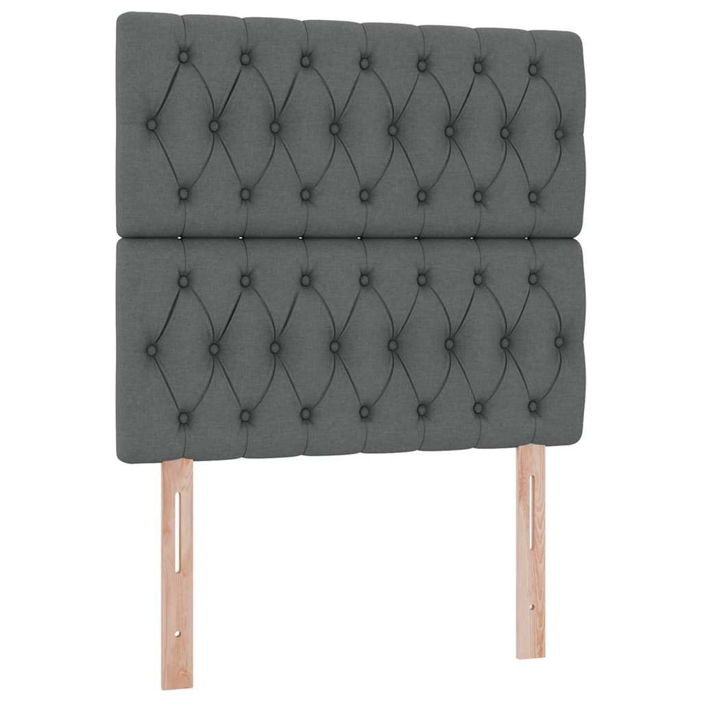 Storage Bed with Headboard Dark Grey 107 x 203 cm Fabric
