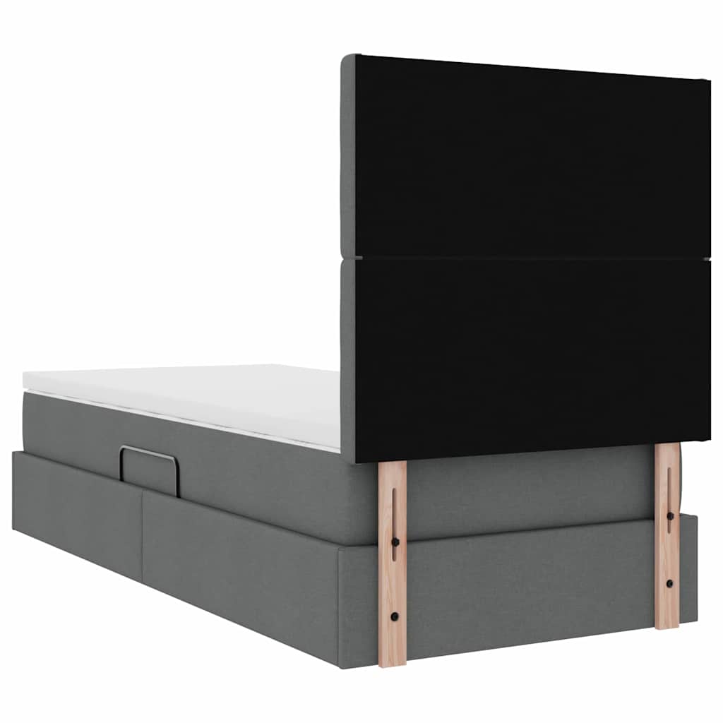 Storage Bed with Mattress Dark Grey 107 x 203 cm Faux Leather