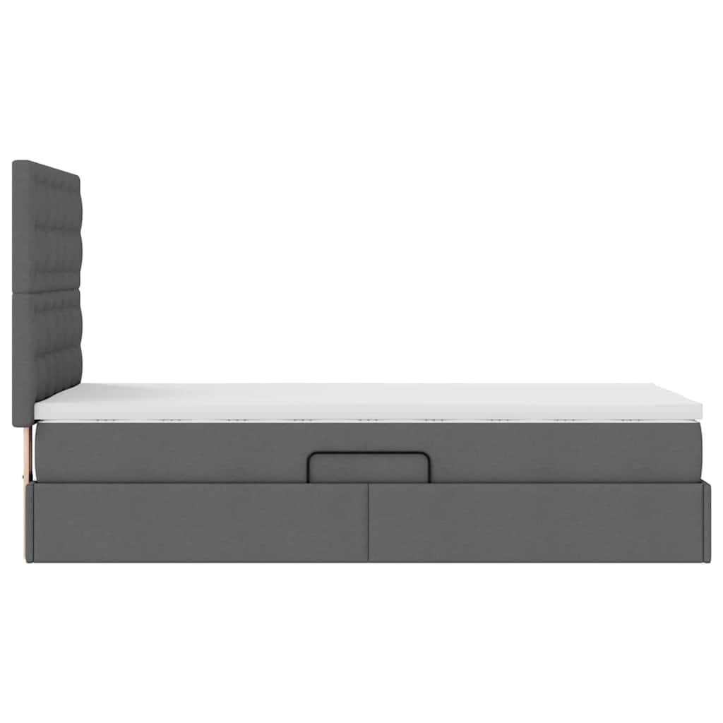Storage Bed with Mattress Dark Grey 107 x 203 cm Faux Leather