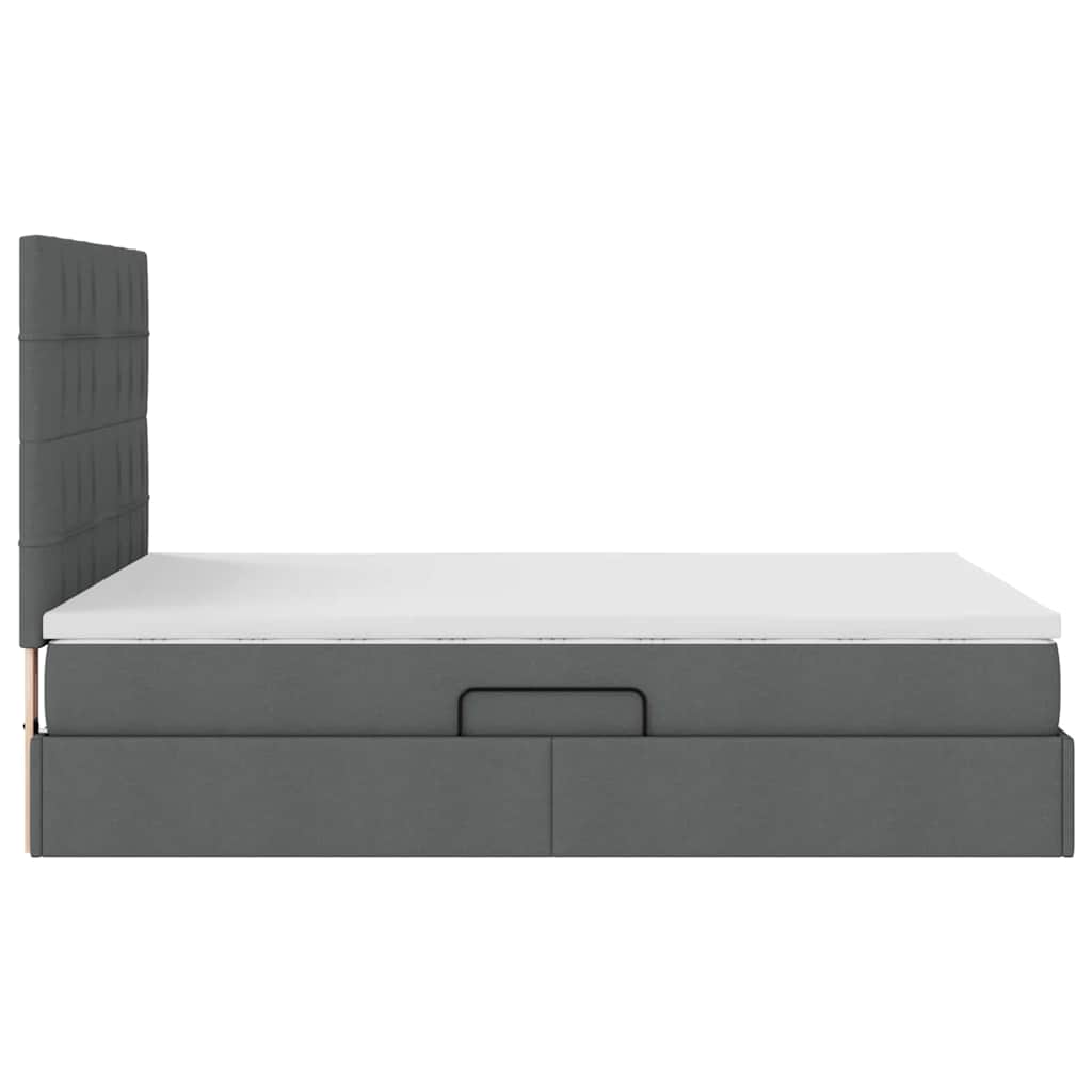 LED Storage Bed with Mattress Dark Grey 137 x 190 cm Fabric