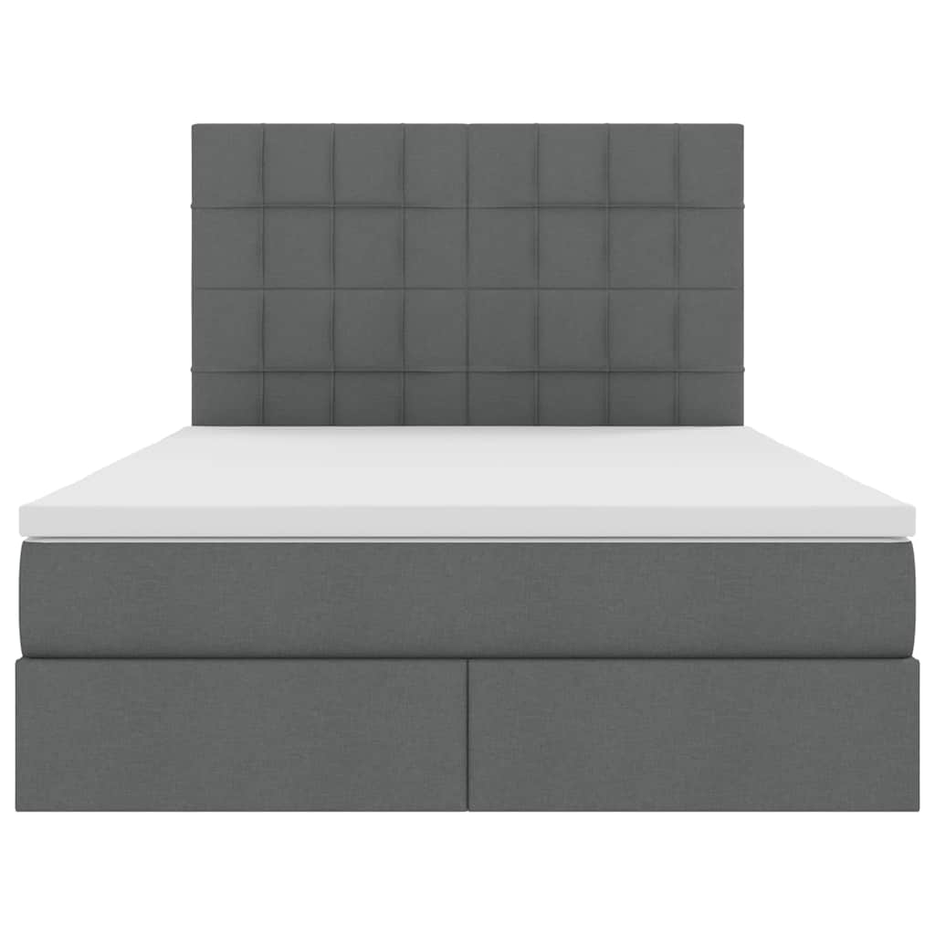 LED Storage Bed with Mattress Dark Grey 152 x 203 cm Fabric