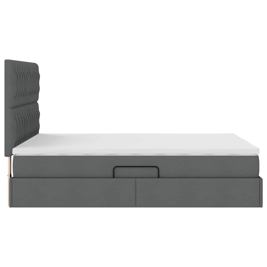 LED Storage Bed with Mattress Dark Grey 152 x 203 cm Fabric