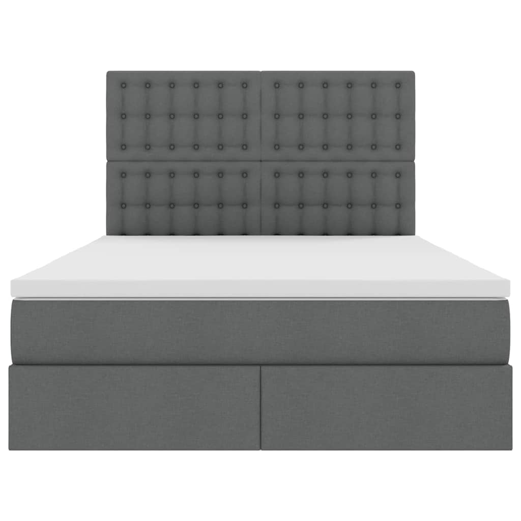 LED Storage Bed with Mattress Dark Grey 137 x 190 cm Fabric