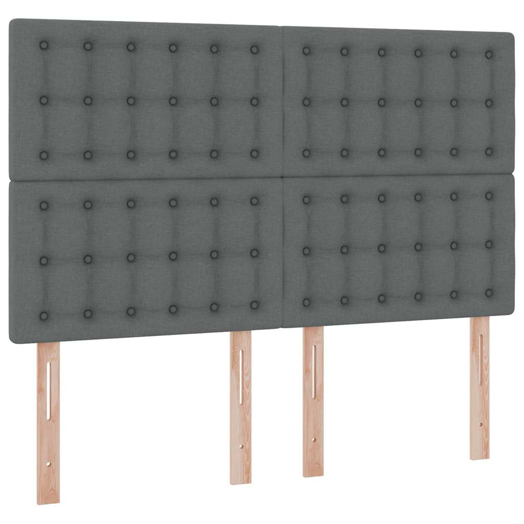 LED Storage Bed with Mattress Dark Grey 137 x 190 cm Fabric