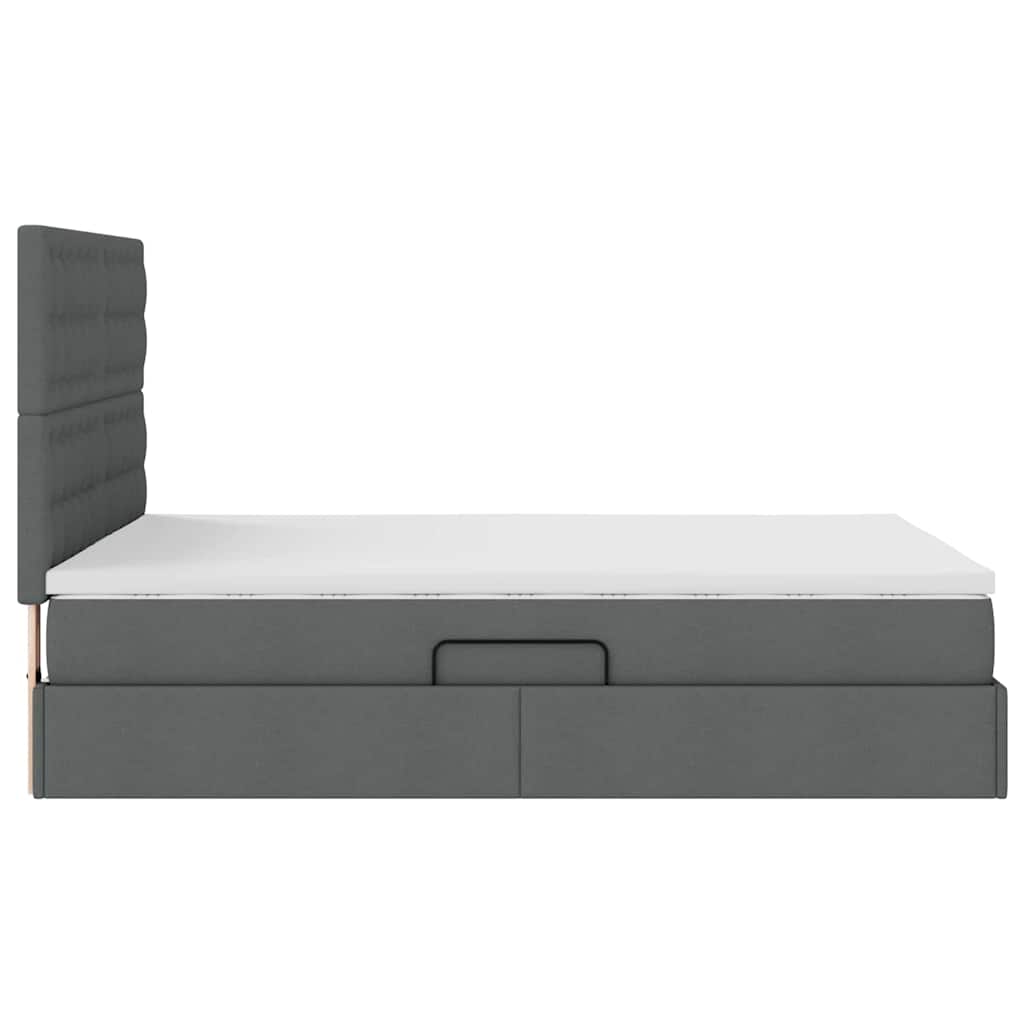 LED Storage Bed with Mattress Dark Grey 152 x 203 cm Fabric