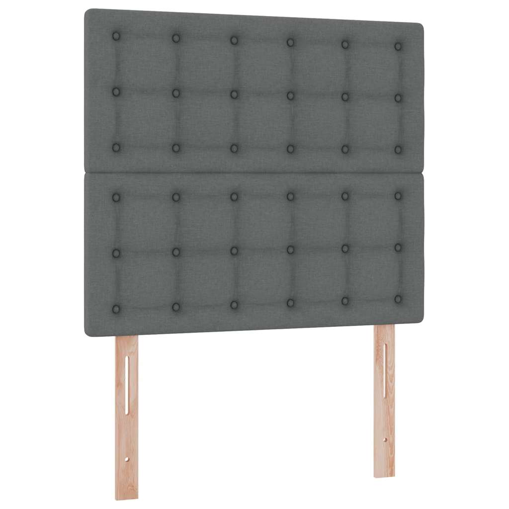 LED Storage Bed with Mattress Dark Grey 107 x 203 cm Fabric