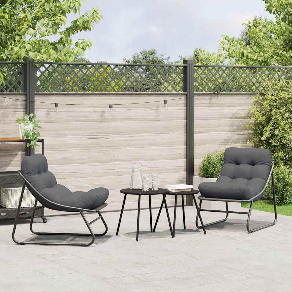 Garden Furniture 2 pcs Black Powder-Coated Steel