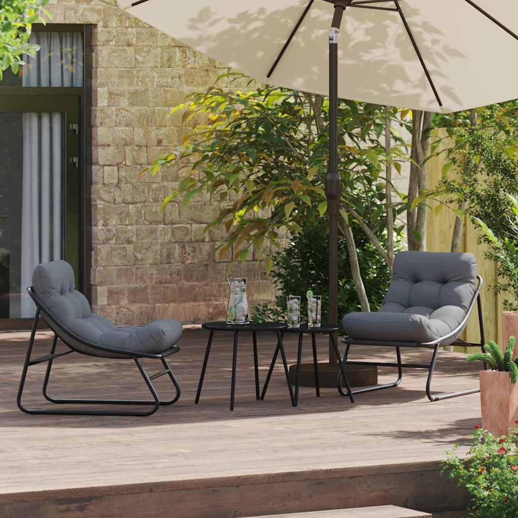 Garden Furniture 2 pcs Black Powder-Coated Steel