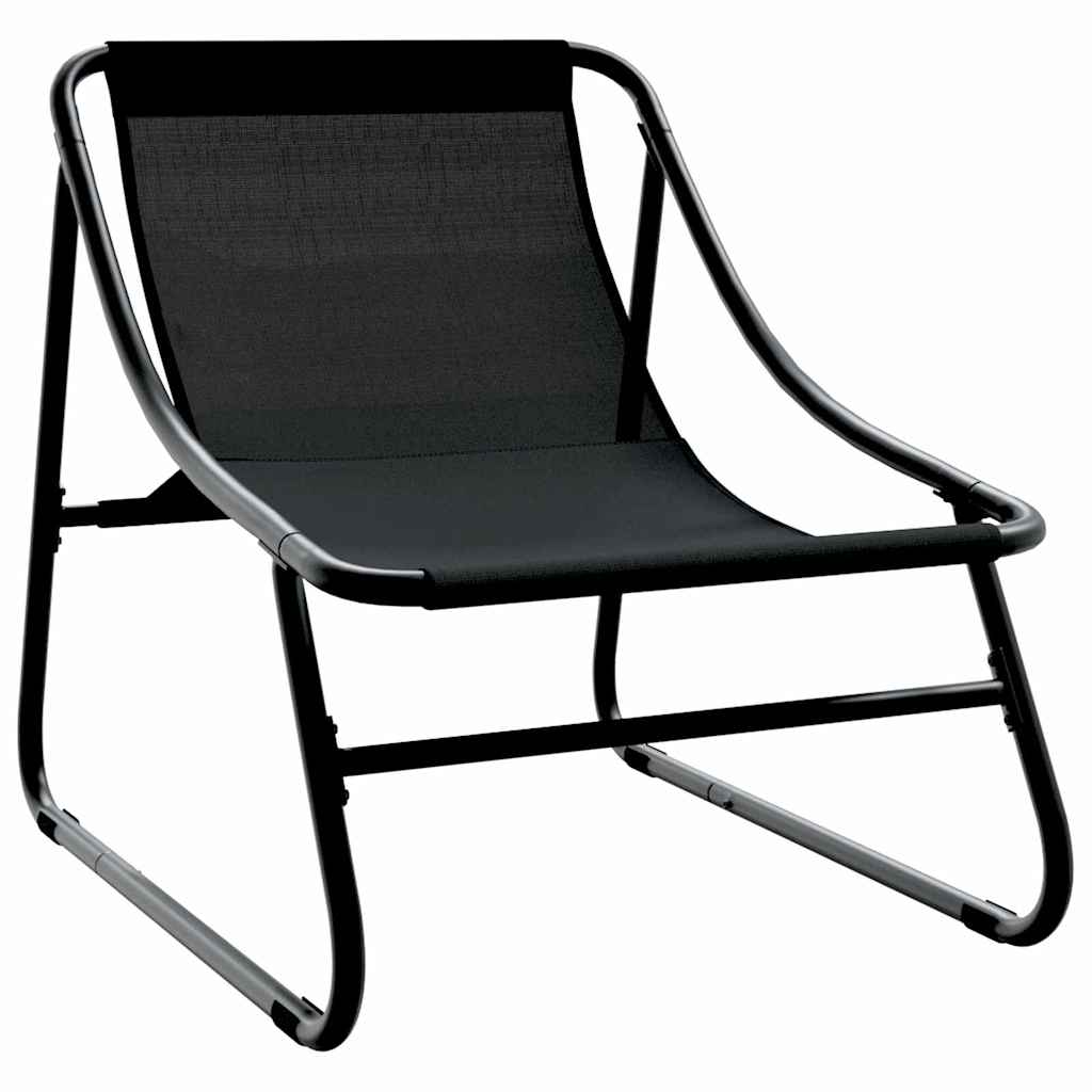 Garden Furniture 2 pcs Black Powder-Coated Steel