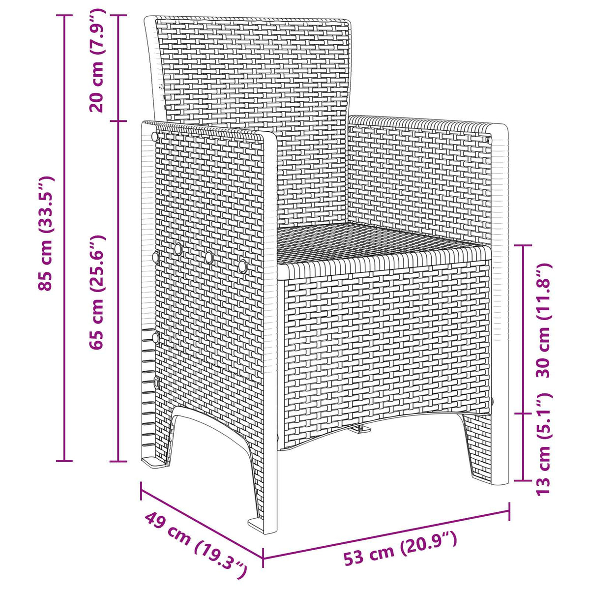 Garden Chair 2 pcs Anthracite 53 x 49 x 85 cm Polypropylene