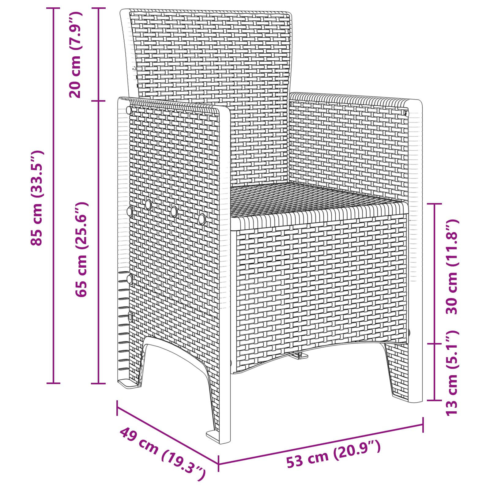 Garden Chair 2 pcs White 53 x 49 x 85 cm Polypropylene
