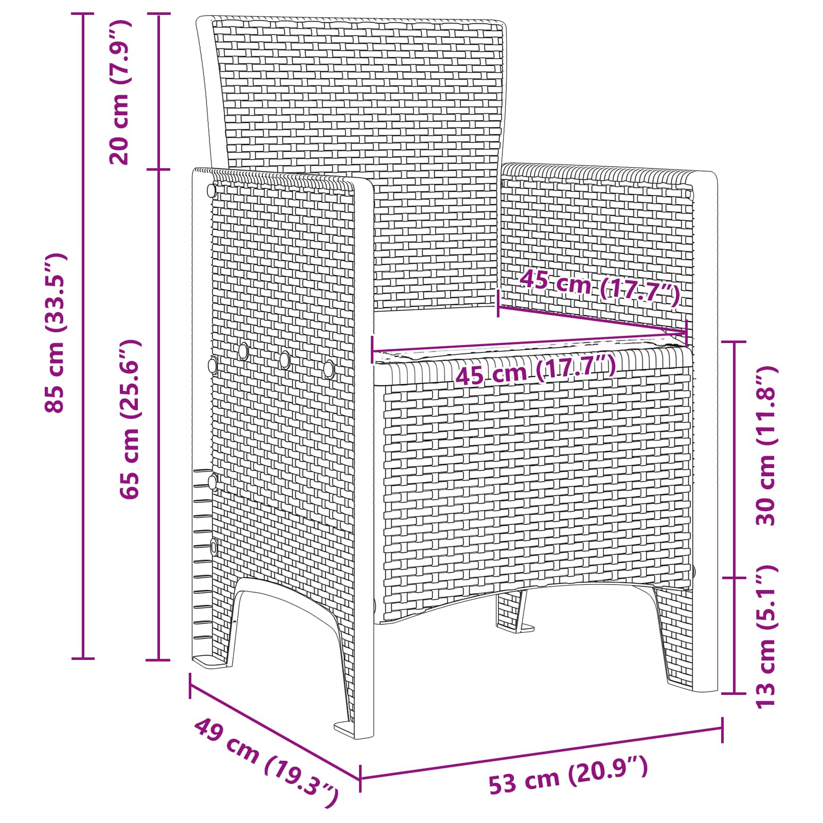 Garden Chair 4 pcs Anthracite 53 x 49 x 85 cm Polypropylene