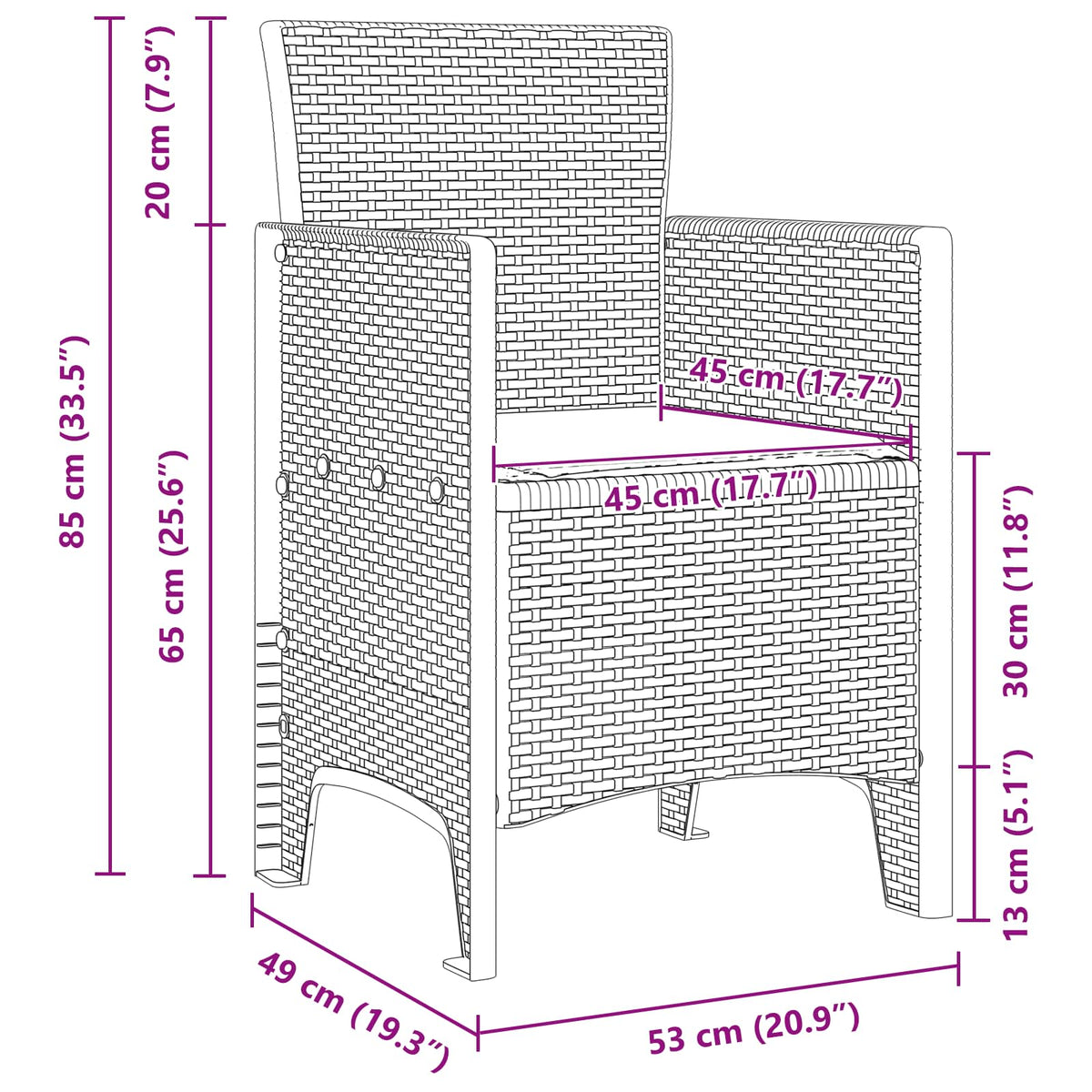 Garden Chair 4 pcs Brown 53 x 49 x 85 cm Polypropylene