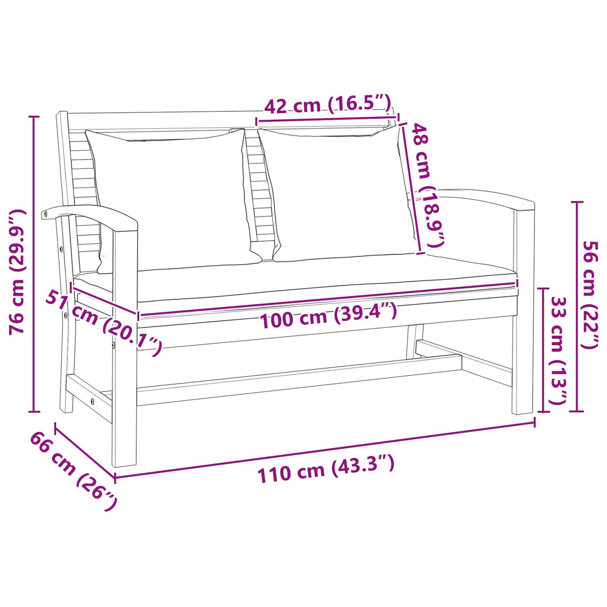 Garden Sofa Set 3 pcs Natural Solid Teak Wood