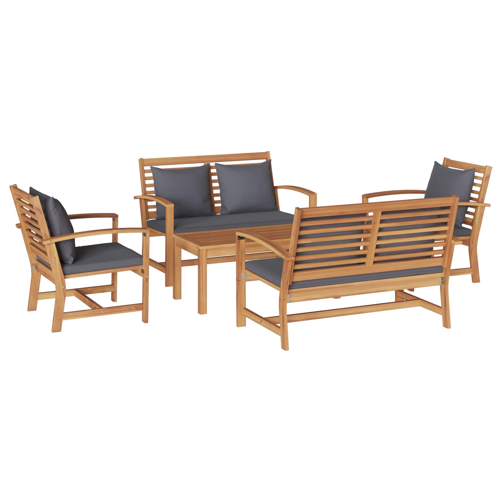 Garden Sofa Set 5 pcs Natural Solid Teak Wood