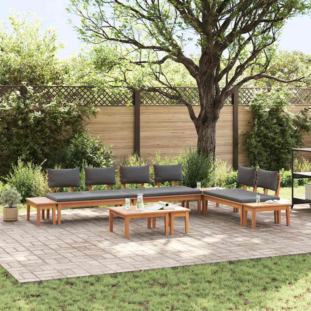 Garden Bench Set with Cushion with Storage 5 pcs Brown and Grey