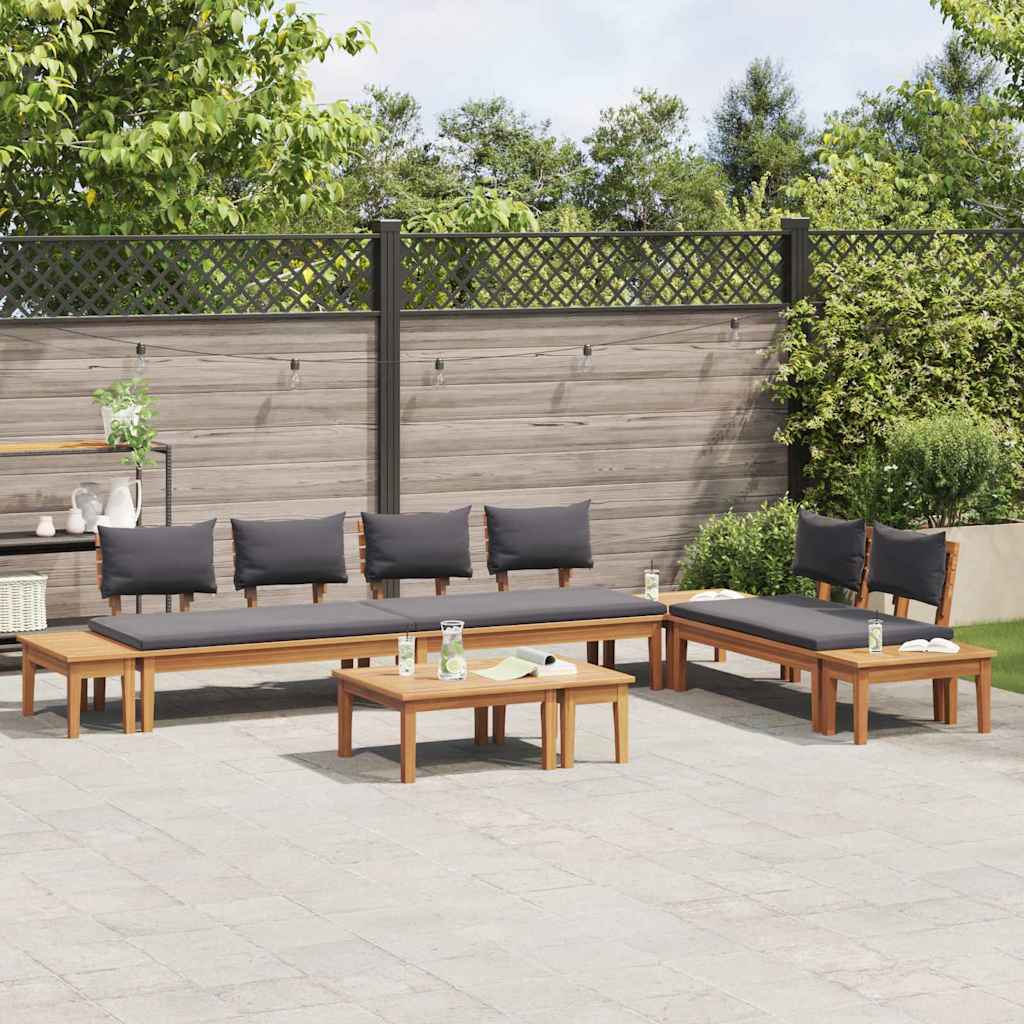 Garden Bench Set with Cushion with Storage 5 pcs Brown and Grey