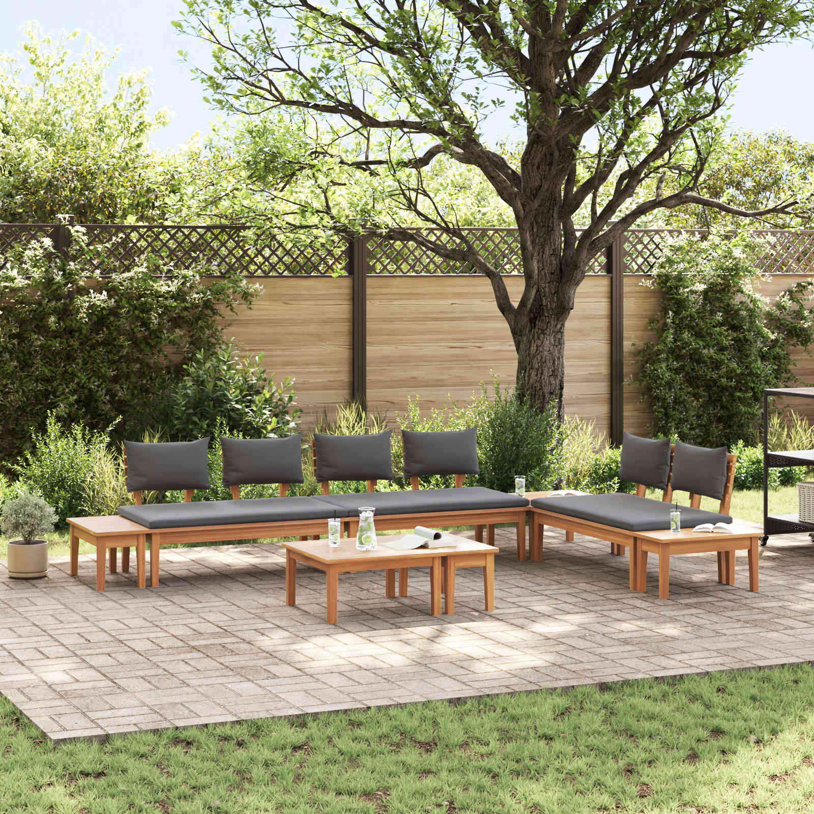 Garden Sofa Set 5 pcs Brown and Grey
