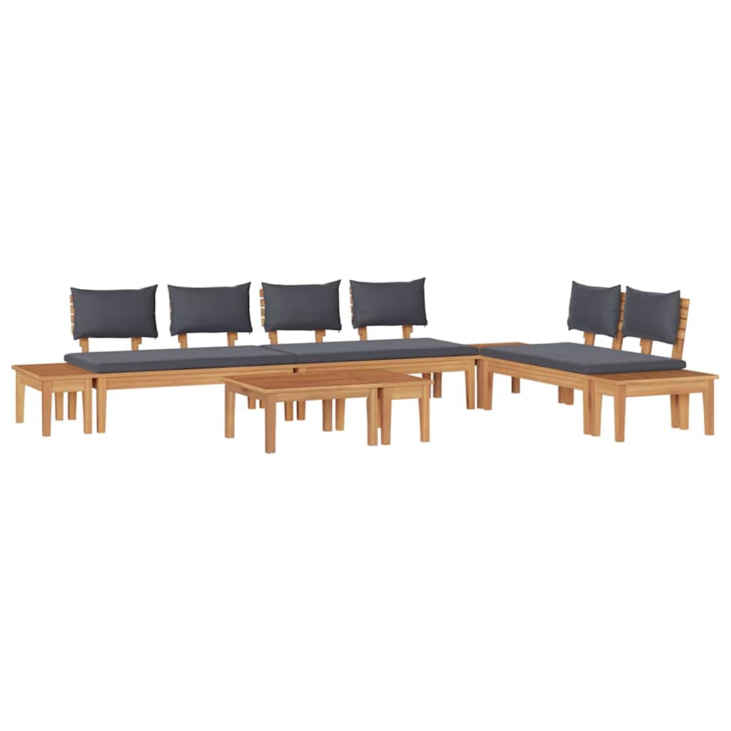 Garden Bench Set with Cushion with Storage 5 pcs Brown and Grey