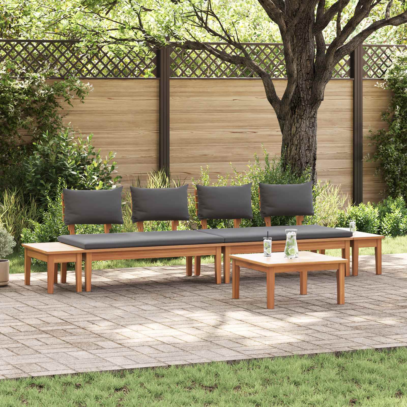 Garden Sofa Set 5 pcs Brown and Grey