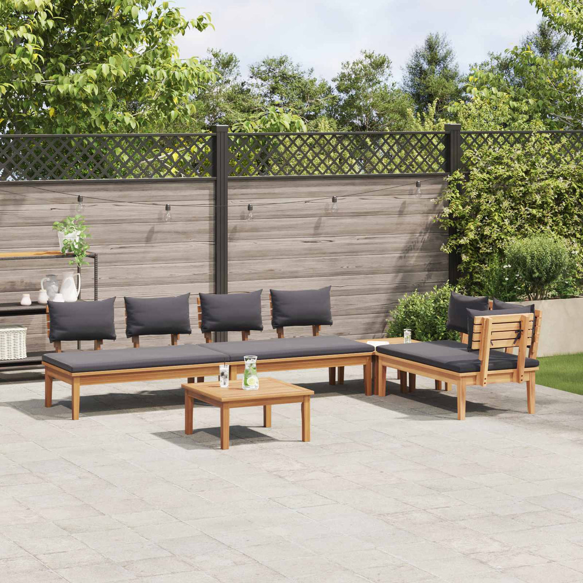 Garden Sofa Set 5 pcs Brown and Grey