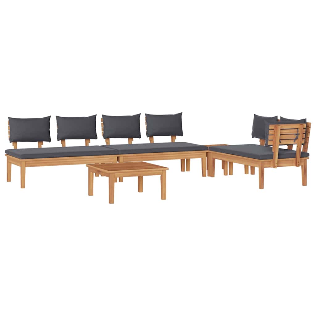 Garden Bench Set with Cushion with Storage 5 pcs Brown and Grey