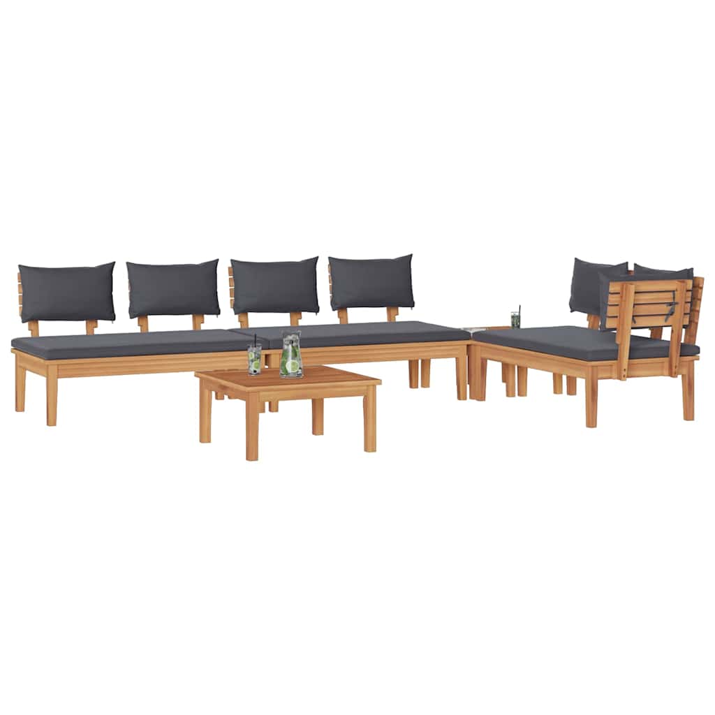 Garden Bench Set with Cushion with Storage 5 pcs Brown and Grey