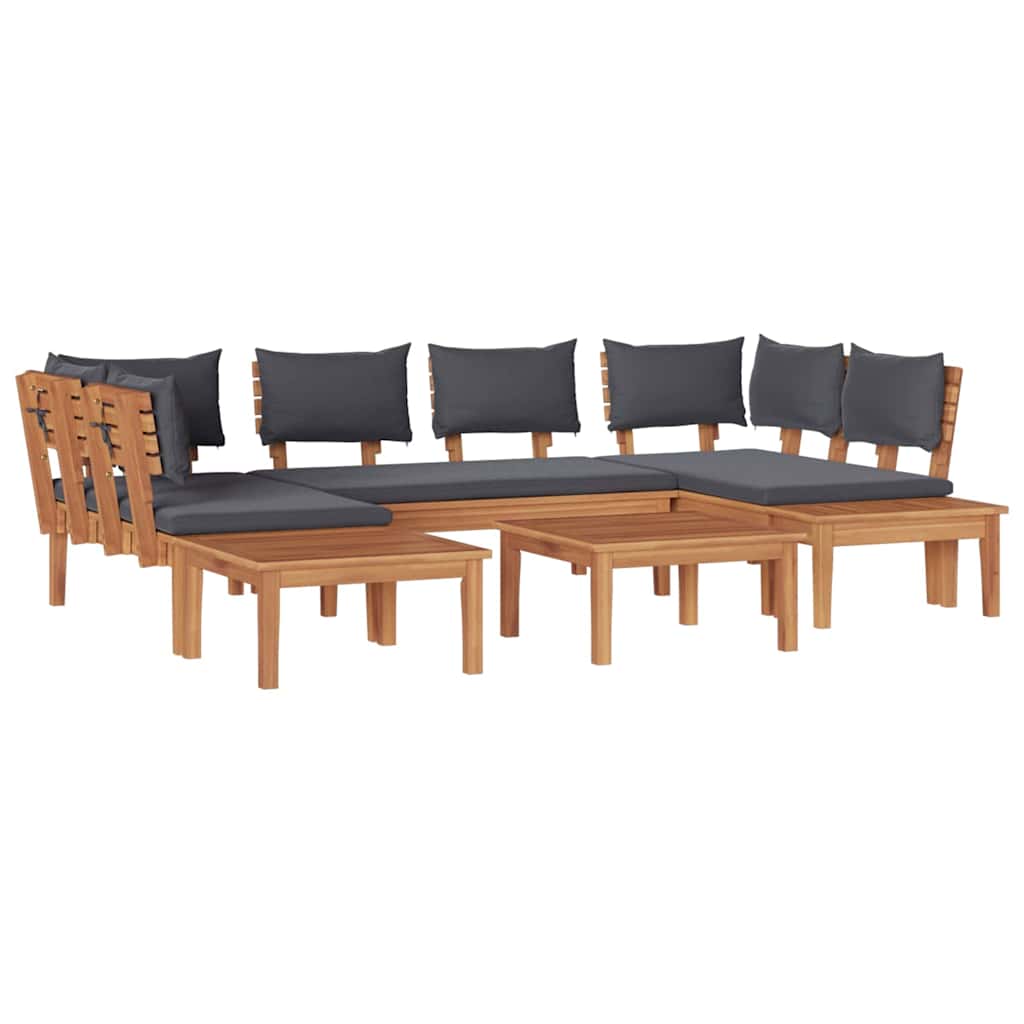 Garden Bench Set with Cushion with Storage 4 pcs Brown and Grey