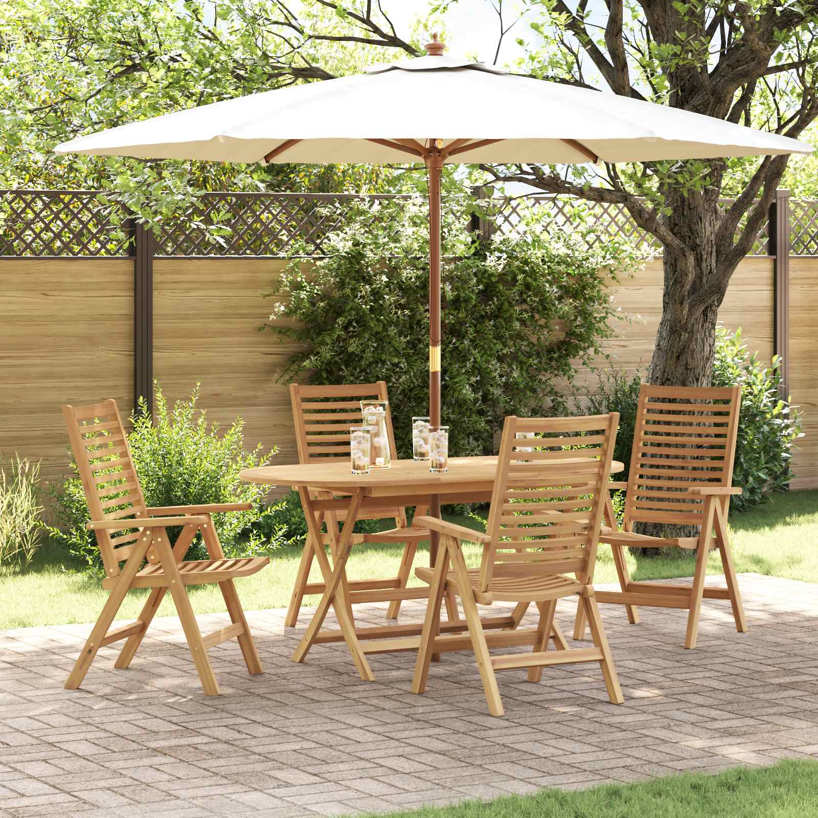 Garden Dining Set 5 pcs Brown Solid Teak Wood