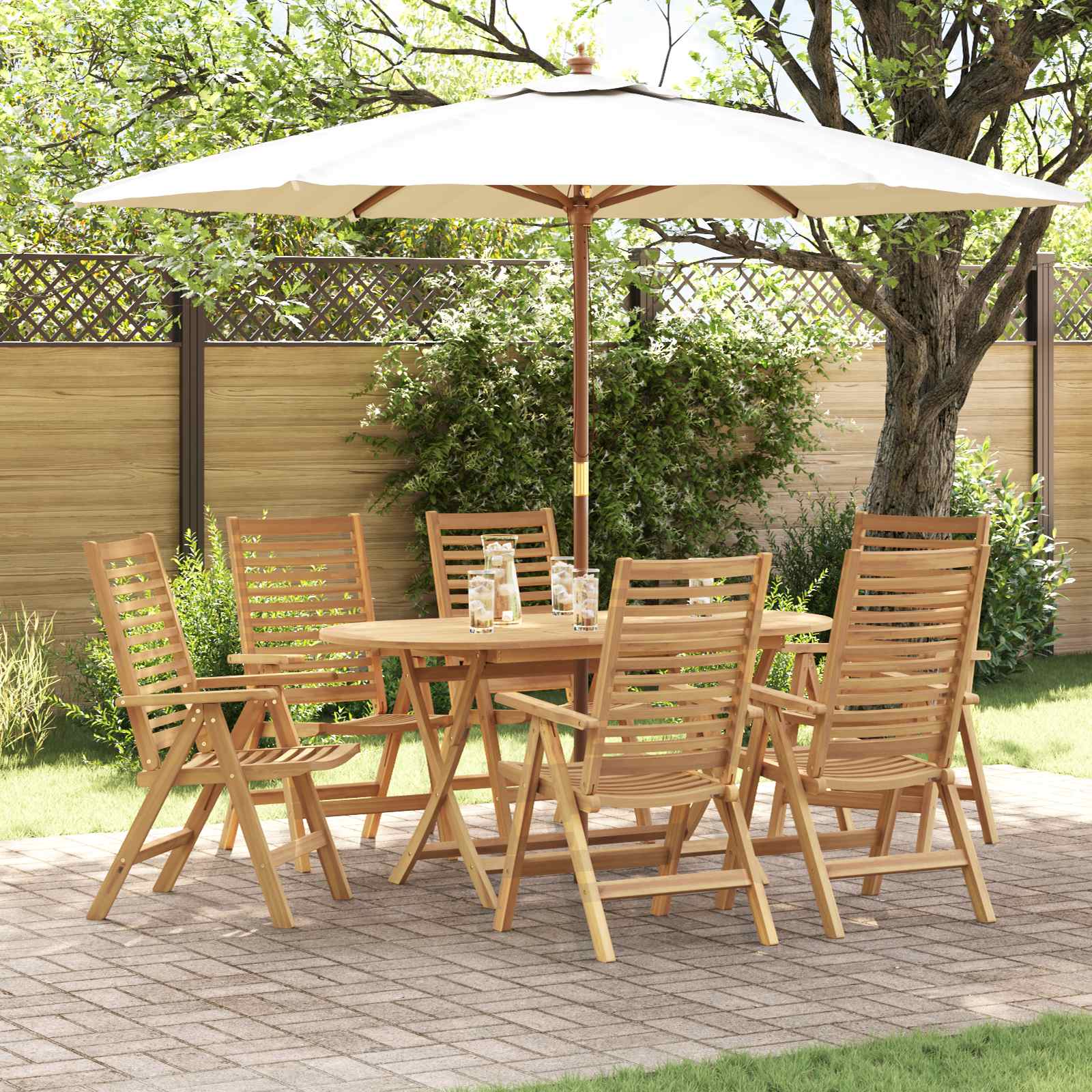 Garden Dining Set 7 pcs Brown Solid Teak Wood
