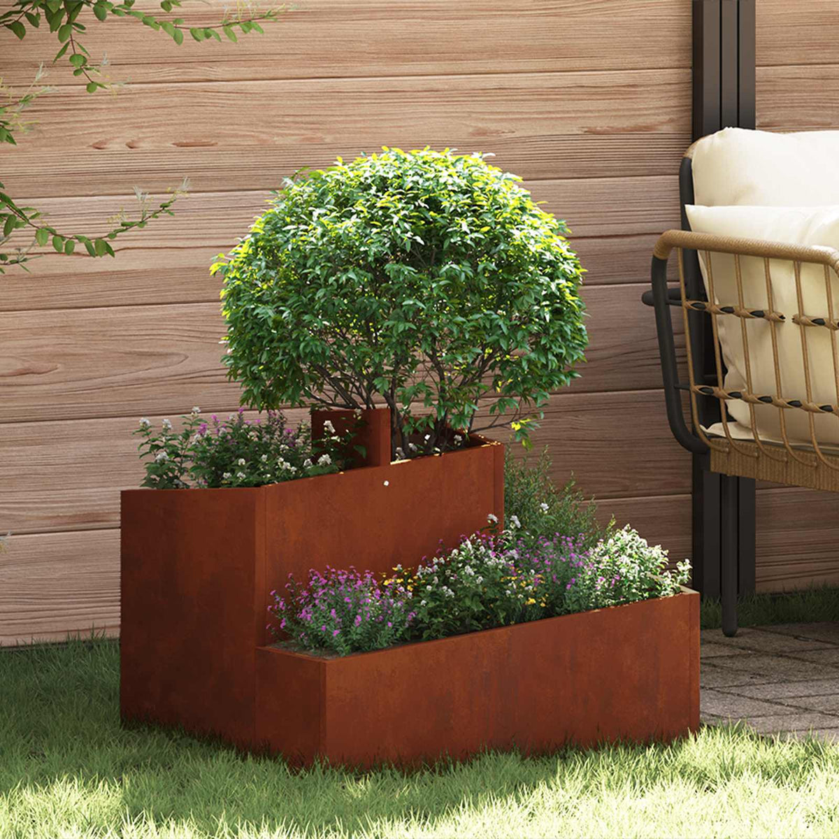 Garden Planter Brown 60 x 60 x 50 cm Weathering Steel