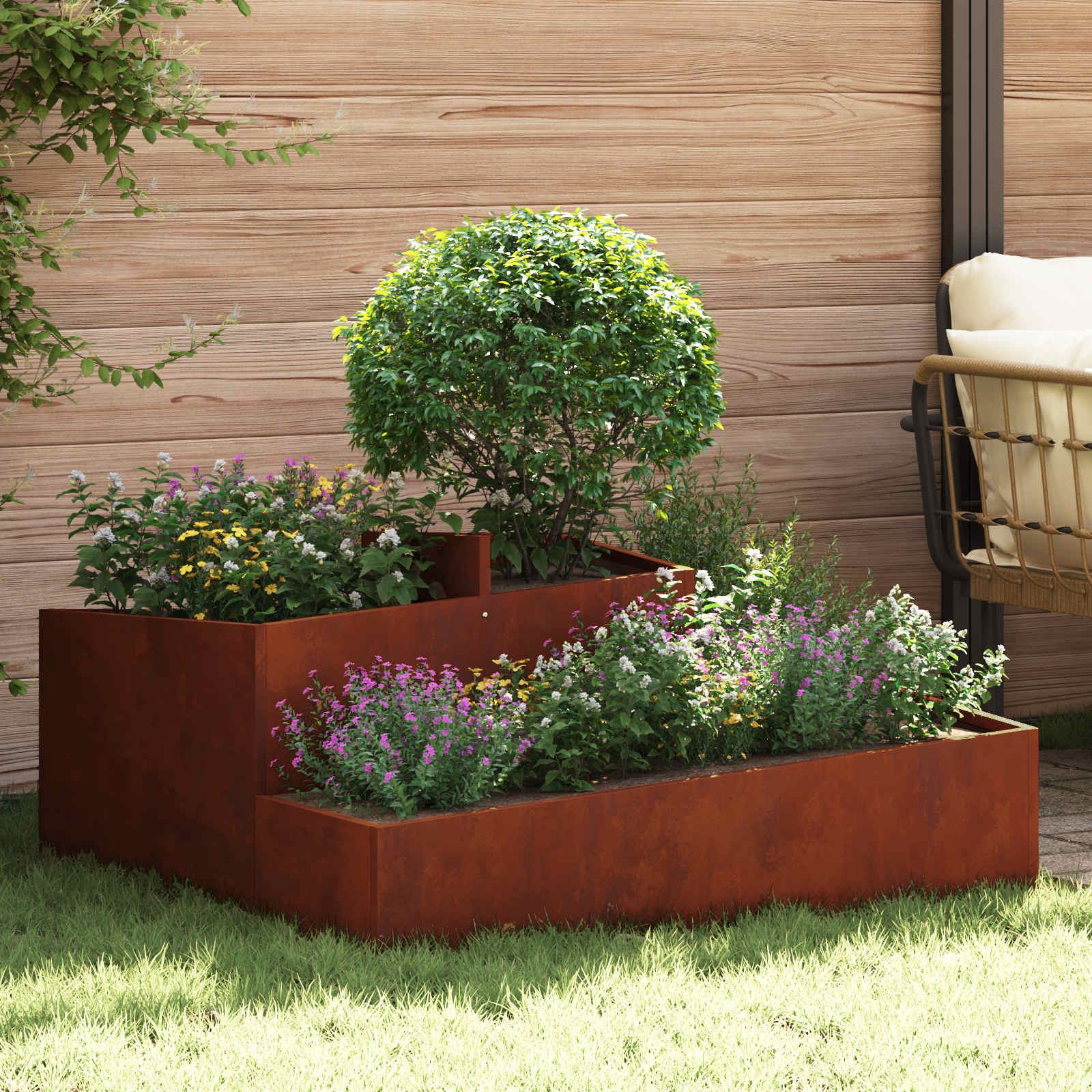Garden Planter Brown 100 x 100 x 50 cm Weathering Steel